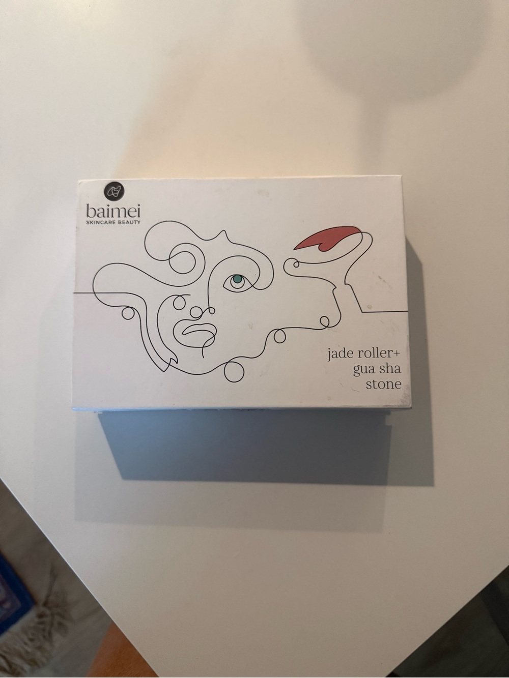 Aime Leon Dore White Jade Roller + Gua Sha Stone Set — White with Red Accent